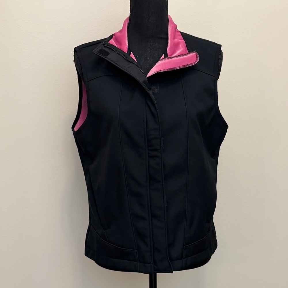 Columbia Women's L Convert Board Wear Black Pink Vest Outdoor Fleece Lined Zips